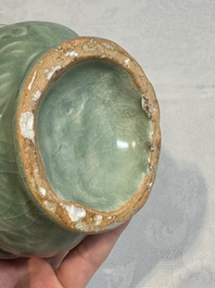 A Chinese Longquan celadon 'shou' vase with handles, Ming