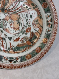 A Chinese famille verte 'phoenixes' dish, Kangxi
