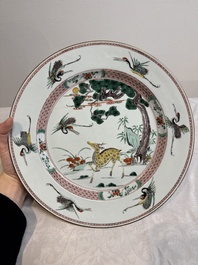 A Chinese famille verte 'He Lu Tong Chun 鶴鹿同春' dish, Kangxi/Yongzheng