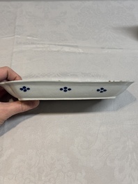 A pair of Chinese blue and white 'herring' dishes, Qianlong