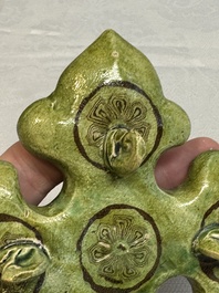 A Chinese green-glazed marbled dish, probably Tang