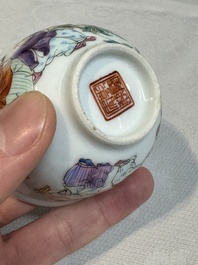 A Chinese famille rose 'boys and peaches' cup, Qianlong mark, Republic