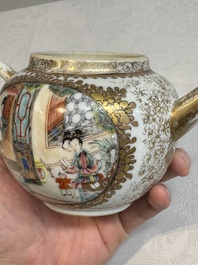 A Chinese Canton famille rose 'mandarin subject' teapot, Qianlong