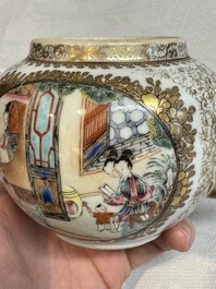 A Chinese Canton famille rose 'mandarin subject' teapot, Qianlong