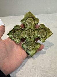 A Chinese green-glazed marbled dish, probably Tang