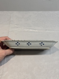 A pair of Chinese blue and white 'herring' dishes, Qianlong