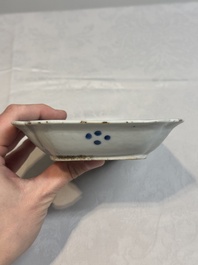 A pair of Chinese blue and white 'herring' dishes, Qianlong