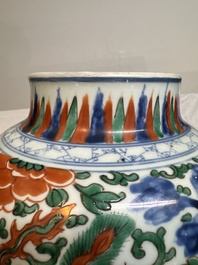 A Chinese wucai 'phoenixes and peonies scroll' vase, Transitional period
