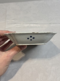 A pair of Chinese blue and white 'herring' dishes, Qianlong