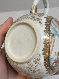 A Chinese Canton famille rose 'mandarin subject' teapot, Qianlong
