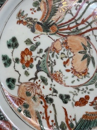 A Chinese famille verte 'phoenixes' dish, Kangxi