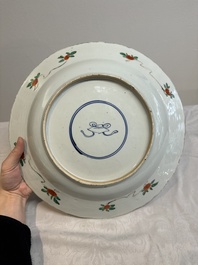 A Chinese famille verte 'river landscape' dish, lozenge mark, Kangxi