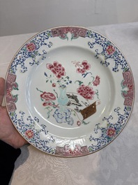 A pair of Chinese famille rose 'antiquities' dishes, Yongzheng