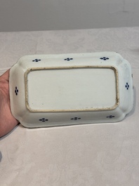 A pair of Chinese blue and white 'herring' dishes, Qianlong