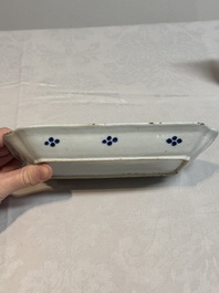 A pair of Chinese blue and white 'herring' dishes, Qianlong