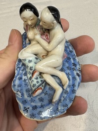 A fine Chinese famille rose 'erotic' group, 19/20th C.
