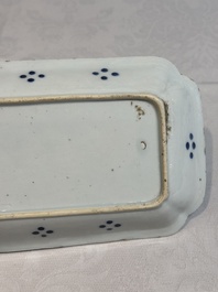 A pair of Chinese blue and white 'herring' dishes, Qianlong