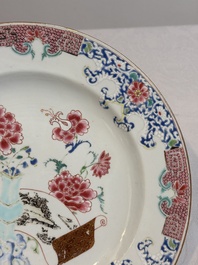 A pair of Chinese famille rose 'antiquities' dishes, Yongzheng