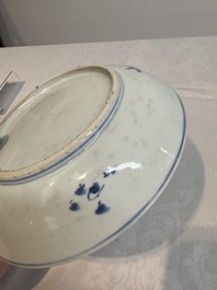 A Chinese blue and white ko-sometsuke 'horses and poem' plate for the Japanese market, Tianqi