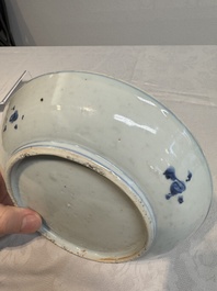 A Chinese blue and white ko-sometsuke 'horses and poem' plate for the Japanese market, Tianqi