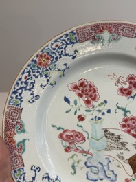 A pair of Chinese famille rose 'antiquities' dishes, Yongzheng