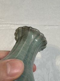 A Chinese Longquan celadon lobed vase, Southern Song