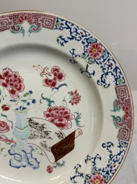A pair of Chinese famille rose 'antiquities' dishes, Yongzheng