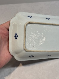A pair of Chinese blue and white 'herring' dishes, Qianlong