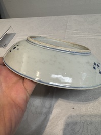 A Chinese blue and white ko-sometsuke 'horses and poem' plate for the Japanese market, Tianqi