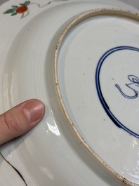 A Chinese famille verte 'river landscape' dish, lozenge mark, Kangxi