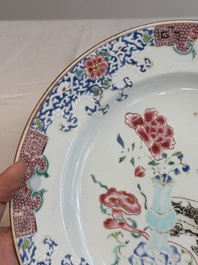 A pair of Chinese famille rose 'antiquities' dishes, Yongzheng