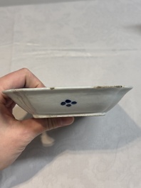 A pair of Chinese blue and white 'herring' dishes, Qianlong