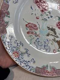 A pair of Chinese famille rose 'antiquities' dishes, Yongzheng