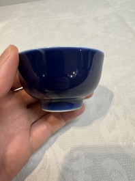 A Chinese blue-glazed cup, Daoguang mark and of the period