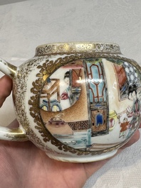 A Chinese Canton famille rose 'mandarin subject' teapot, Qianlong