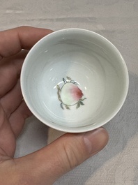 A Chinese famille rose 'boys and peaches' cup, Qianlong mark, Republic