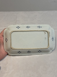 A pair of Chinese blue and white 'herring' dishes, Qianlong