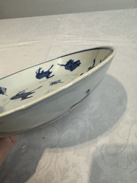 A Chinese blue and white ko-sometsuke 'horses and poem' plate for the Japanese market, Tianqi
