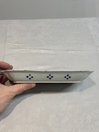 A pair of Chinese blue and white 'herring' dishes, Qianlong