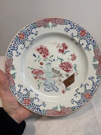 A pair of Chinese famille rose 'antiquities' dishes, Yongzheng