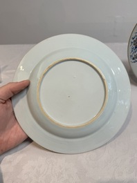 A pair of Chinese gilt-decorated famille rose armorial plates with the arms of Stewart, Qianlong, c. 1740