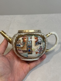 A Chinese Canton famille rose 'mandarin subject' teapot, Qianlong