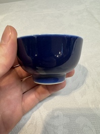 A Chinese blue-glazed cup, Daoguang mark and of the period
