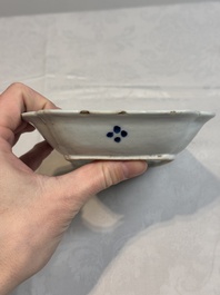 A pair of Chinese blue and white 'herring' dishes, Qianlong