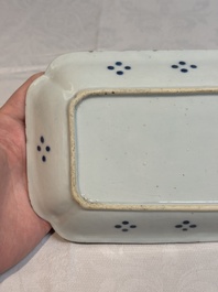 A pair of Chinese blue and white 'herring' dishes, Qianlong