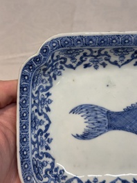 A pair of Chinese blue and white 'herring' dishes, Qianlong