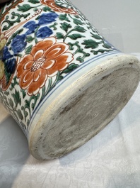 A Chinese wucai 'phoenixes and peonies scroll' vase, Transitional period
