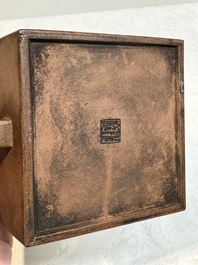 A Chinese Yixing stoneware teapot and cover, signed Hu Yaoting 胡耀庭, dated 1912