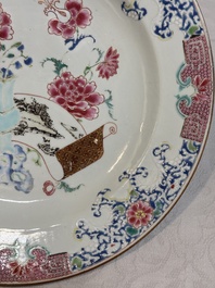 A pair of Chinese famille rose 'antiquities' dishes, Yongzheng