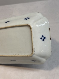 A pair of Chinese blue and white 'herring' dishes, Qianlong